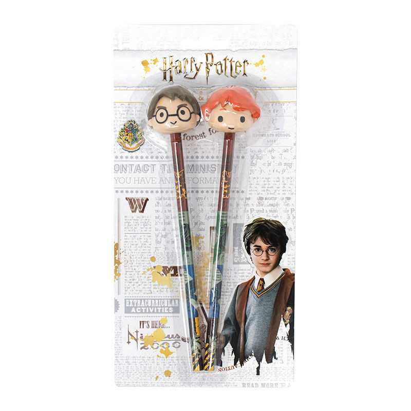 Blister 2 lapices con goma 3D Harry Potter - 5060502914873