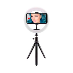 Ksix Anillo Led Trípode Negro Soporte Para Smartphone Con Tr - 8427542102733