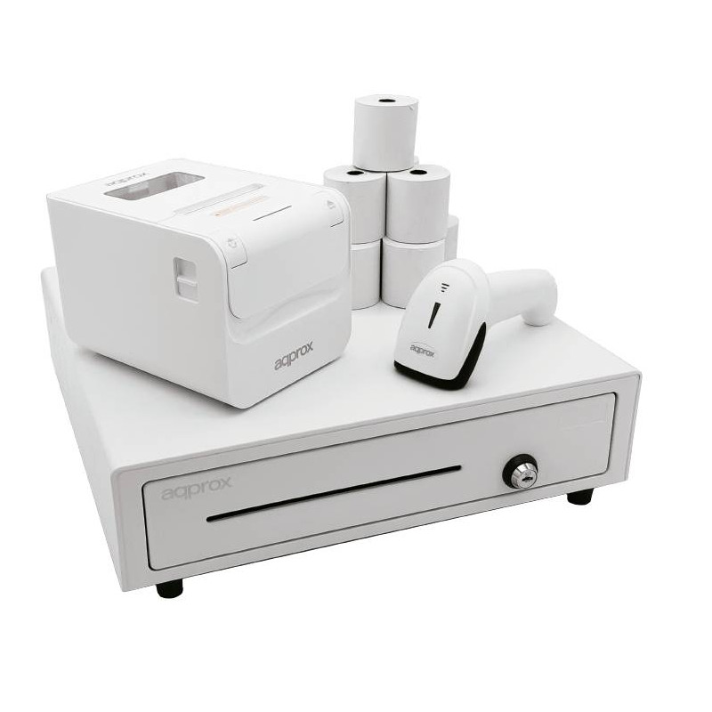 KIT TPV APPROX CAJON APPCASH01 BLANCO + SCAN APPLS11ASWH + IMP. TERM. APPPOS80AMUS + PAPEL  CYT8060B - 8435099527442