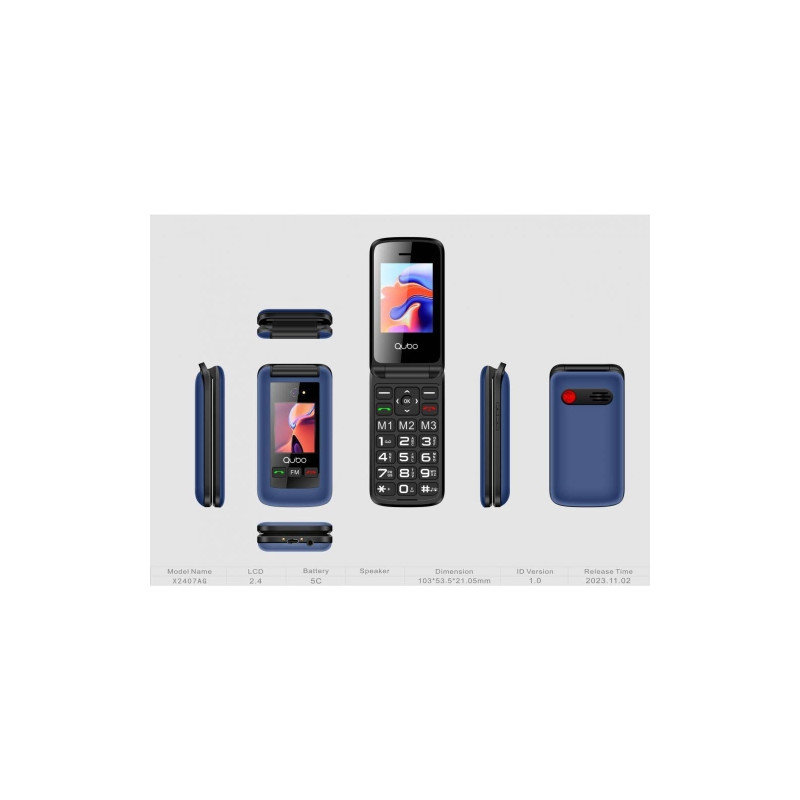 Teléfono Qubo X-247BL 2,4"+1,77" Azul - 6944762700980