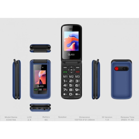 Teléfono Qubo X-247BL 2,4"+1,77" Azul - 6944762700980