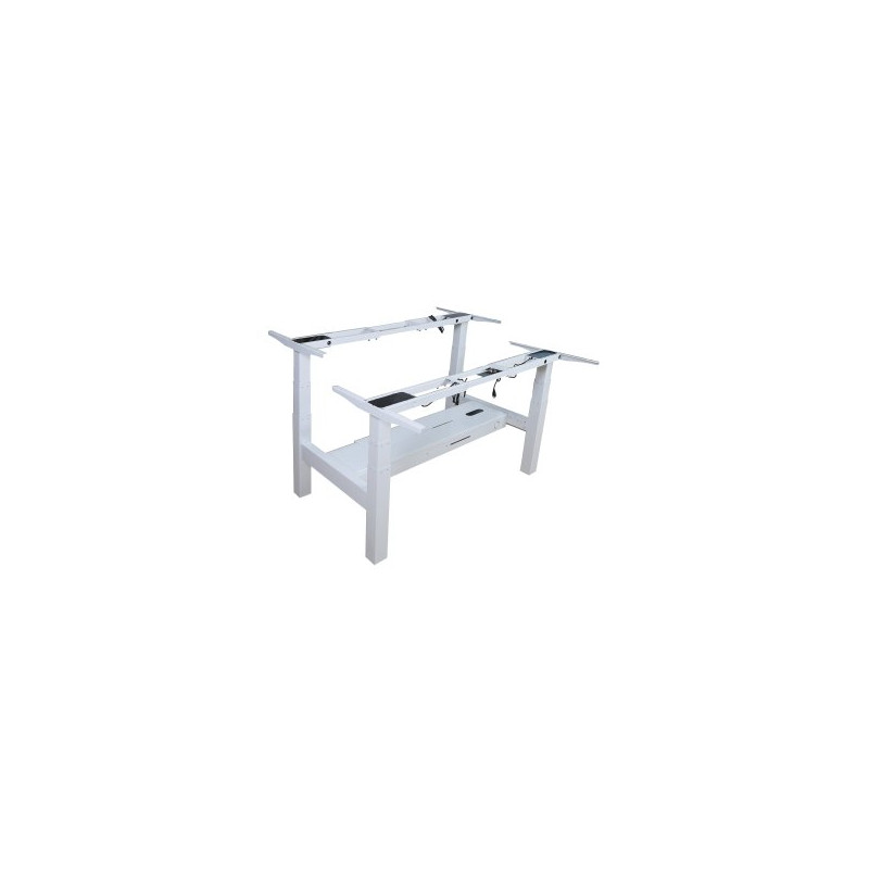MESA ELECTRICA ERGONOMICA DOBLE "CARA A CARA" ALTURA REGULABLE SIN TABLERO COLOR ESTRUCTURA BLANCO C - 650831