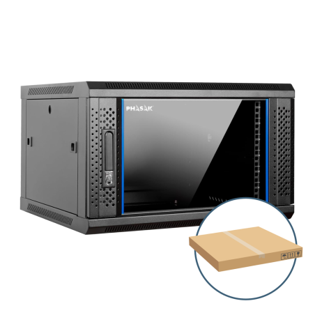 Armario rack mural 19 pulgadas phasak pro 6u 600x450 desmontado (envio flat pack) (incluyen 2 vent bolsa tornilleria) pho 2106d 