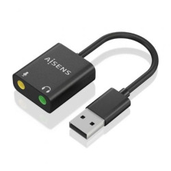 Tarjeta de Sonido Aisens A106-0769/ USB Macho - 2xJack 3.5 Hembra - A106-0769