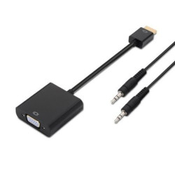 Conversor Aisens A122-0126/ HDMI Macho - VGA Hembra/ Jack 3.5 Hembra/ 10cm/ Negro - A122-0126