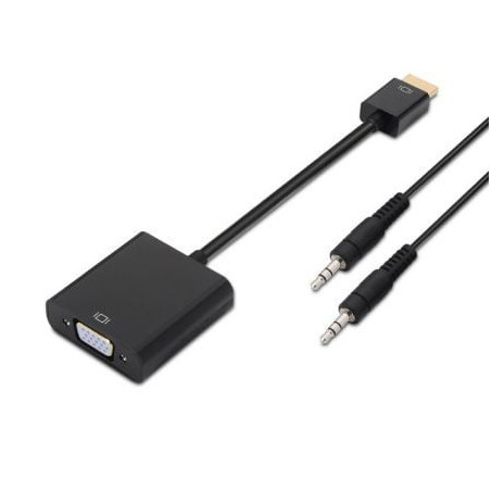 Conversor Aisens A122-0126/ HDMI Macho - VGA Hembra/ Jack 3.5 Hembra/ 10cm/ Negro - A122-0126