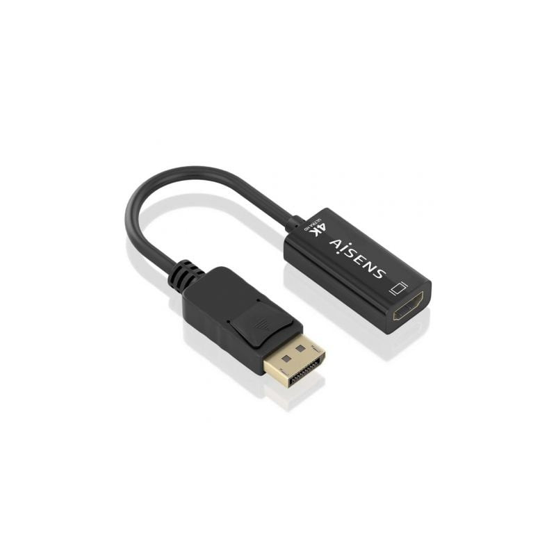 Conversor Aisens A125-0905/ DisplayPort Macho - HDMI Hembra/ 15cm/ Negro - A125-0905