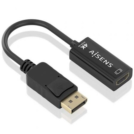 Conversor Aisens A125-0905/ DisplayPort Macho - HDMI Hembra/ 15cm/ Negro - A125-0905