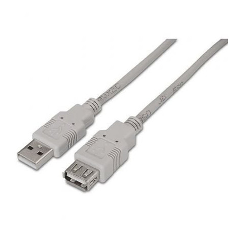 Cable Alargador USB 2.0 Aisens A101-0012/ USB Macho - USB Hembra/ Hasta 2.5W/ 60Mbps/ 1m/ Beige - A101-0012