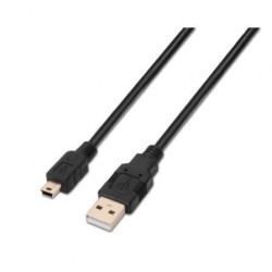 Cable USB 2.0 Aisens A101-0023/ USB Macho - USB Mini Macho/ 50cm/ Negro - A101-0023