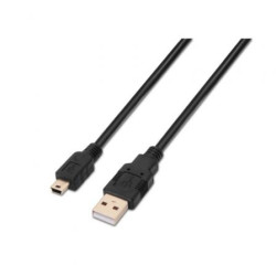 Cable USB 2.0 Aisens A101-0025/ USB Macho - USB Mini/ Hasta 2.5W/ 60Mbps/ 1.8m/ Negro - A101-0025