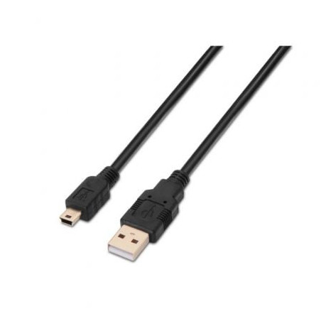 Cable USB 2.0 Aisens A101-0025/ USB Macho - USB Mini/ Hasta 2.5W/ 60Mbps/ 1.8m/ Negro - A101-0025