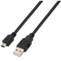 Cable USB 2.0 Aisens A101-0026/ USB Macho - MiniUSB Macho/ Hasta 2.5W/ 60Mbps/ 3m/ Negro - A101-0026