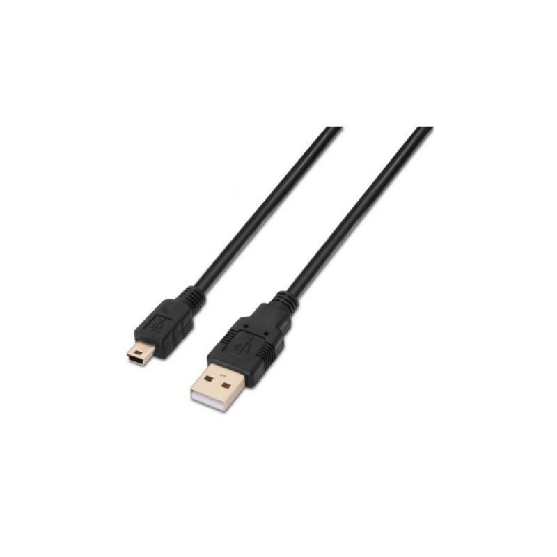 Cable USB 2.0 Aisens A101-0026/ USB Macho - MiniUSB Macho/ Hasta 2.5W/ 60Mbps/ 3m/ Negro - A101-0026
