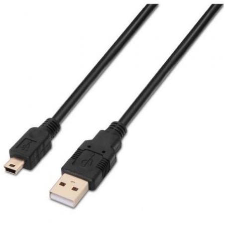 Cable USB 2.0 Aisens A101-0026/ USB Macho - MiniUSB Macho/ Hasta 2.5W/ 60Mbps/ 3m/ Negro - A101-0026