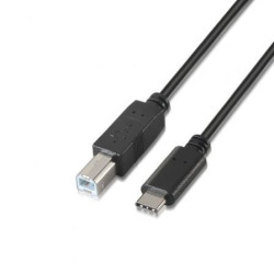 Cable USB 2.0  Impresora Aisens A107-0054/ USB Tipo-C Macho - USB Tipo-B Macho/ 480Mbps/ 2m/ Negro - A107-0054