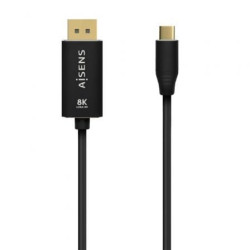 Cable Conversor DisplayPort 8K 60HZ Aisens A109-0687/ USB Tipo-C Macho - Displayport Macho/ Hasta 27W/ 1250Mbps/ 1.8m/ Negro - A
