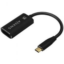 Conversor Aisens A109-0690/ USB Tipo-C Macho - DisplayPort Hembra/ Hasta 27W/ 1250Mbps/ 15cm/ Negro - A109-0690