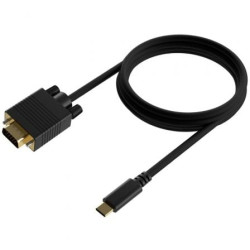 Cable Conversor Aisens A109-0693/ USB Tipo-C Macho - VGA Macho/ Hasta 27W/ 1250Mbps/ 1.8m/ Negro - A109-0693