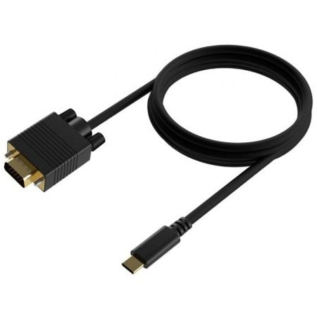 Cable Conversor Aisens A109-0693/ USB Tipo-C Macho - VGA Macho/ Hasta 27W/ 1250Mbps/ 1.8m/ Negro - A109-0693