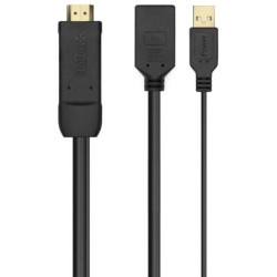 Cable Conversor 4K Aisens A122-0642/ HDMI Macho - DisplayPort Hembra - USB Macho/ Hasta 10W/ 2250Mbps/ 10cm + 10cm/ Negro - A122