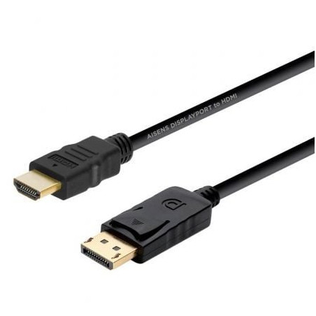 Cable Conversor Aisens A125-0364/ DisplayPort Macho - HDMI Macho/ Hasta 5W/ 2300Mbps/ 2m/ Negro - A125-0364