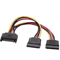 Cable Alimentación Aisens A131-0353/ SATA Macho - 2x SATA Hembra/ Hasta 54W/ 20cm/ Negro - A131-0353