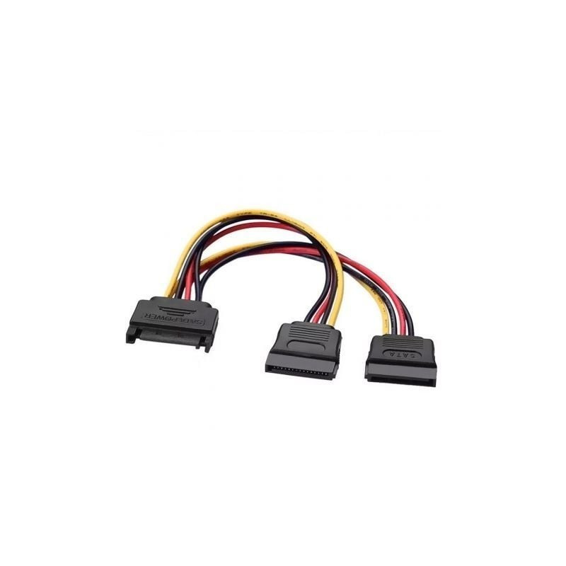 Cable Alimentación Aisens A131-0353/ SATA Macho - 2x SATA Hembra/ Hasta 54W/ 20cm/ Negro - A131-0353