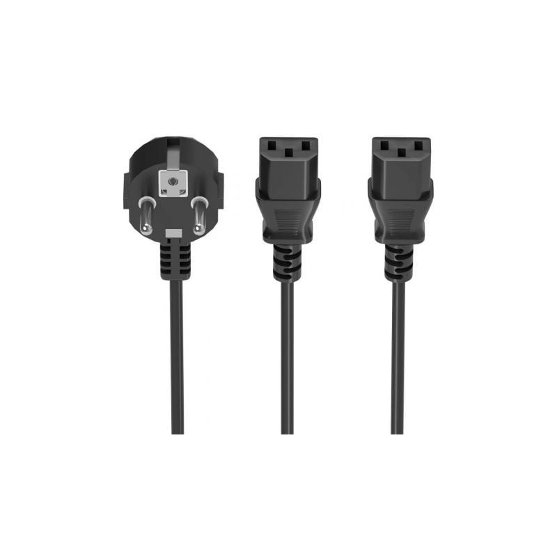 Cable Alimentación CPU Aisens A132-0865/ CEE7 Macho - 2x C13 Hembra/ 3m/ Negro - A132-0865