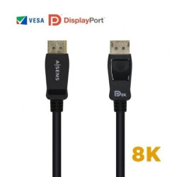 Cable DisplayPort 1.4 8K Aisens A149-0432/ DisplayPort Macho - DisplayPort Macho/ 2m/ Certificado/ Negro - A149-0432