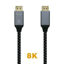 Cable DisplayPort 1.4 8K Aisens A149-0437/ DisplayPort Macho - DisplayPort Macho/ 2m/ Negro Gris - A149-0437