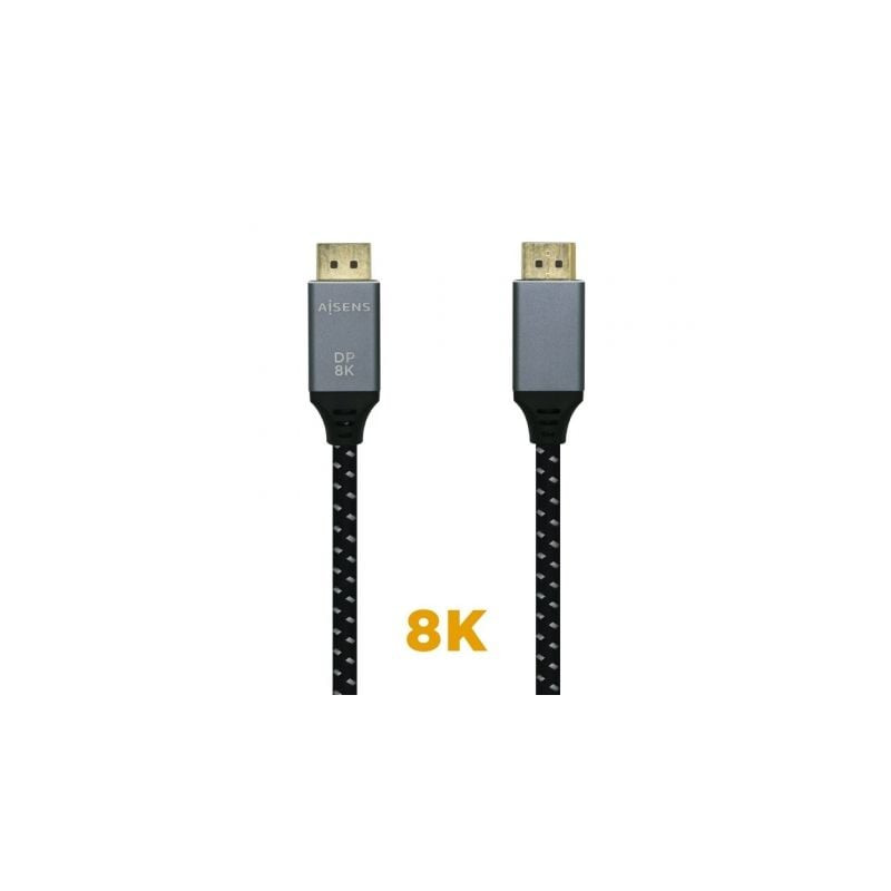 Cable DisplayPort 1.4 8K Aisens A149-0437/ DisplayPort Macho - DisplayPort Macho/ 2m/ Negro Gris - A149-0437