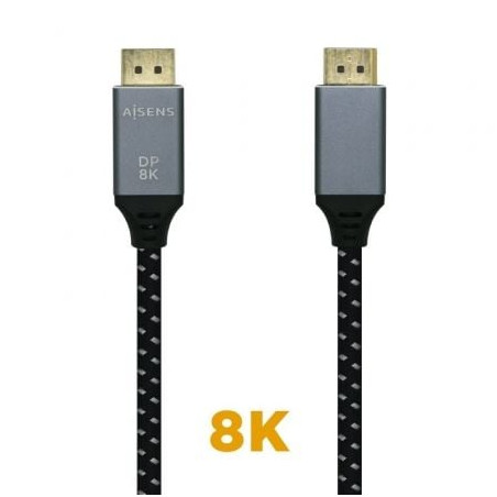 Cable DisplayPort 1.4 8K Aisens A149-0437/ DisplayPort Macho - DisplayPort Macho/ 2m/ Negro Gris - A149-0437
