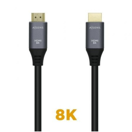 Cable HDMI 2.1 8K Aisens A150-0426/ HDMI Macho - HDMI Macho/ 1m/ Gris Negro - A150-0426