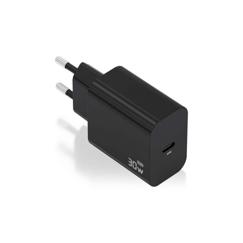 Cargador de Pared GaN Aisens A110-0941/ 1xUSB Tipo-C/ 30W/ Negro - A110-0941