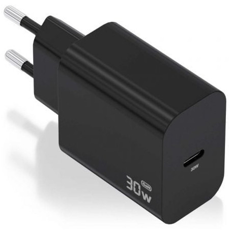 Cargador de Pared GaN Aisens A110-0941/ 1xUSB Tipo-C/ 30W/ Negro - A110-0941