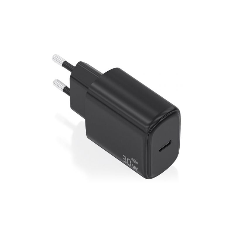 Cargador de Pared GaN Aisens A110-0976/ 1xUSB Tipo-C/ 30W/ Negro - A110-0976