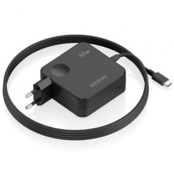 Cargador de Pared Aisens ASCH-1PD65WL80-BK/ 1xUSB Tipo-C/ 65W/ Negro - ASCH-1PD65WL80-BK