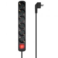 Regleta con Interruptor Aisens A154-0536/ 6 Tomas de Corriente/ Cable 1.4m/ Negro - A154-0536