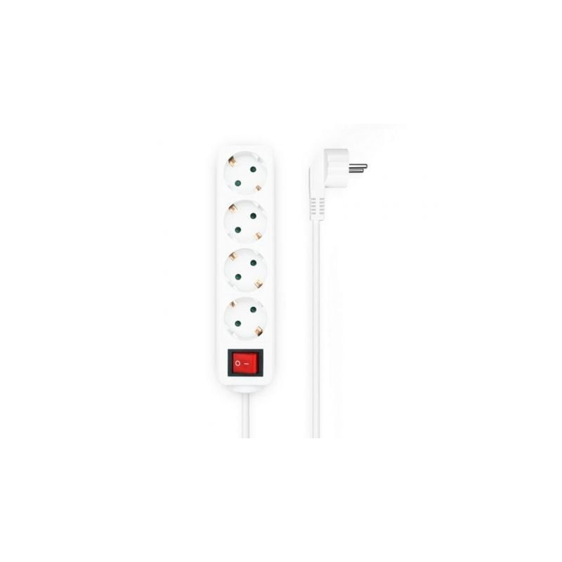 Regleta con Interruptor Aisens A154-0649/ 4 Tomas de Corriente/ Cable 1.4m/ Blanco - A154-0649
