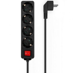 Regleta con Interruptor Aisens A154-0650/ 4 Tomas de Corriente/ Cable 1.4m/ Negro - A154-0650