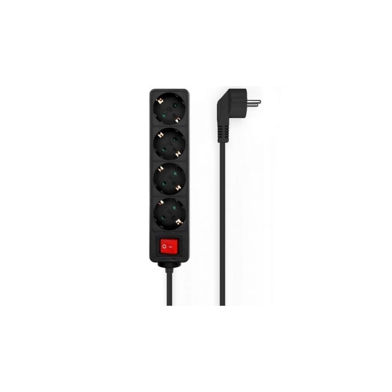 Regleta con Interruptor Aisens A154-0650/ 4 Tomas de Corriente/ Cable 1.4m/ Negro - A154-0650