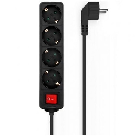 Regleta con Interruptor Aisens A154-0650/ 4 Tomas de Corriente/ Cable 1.4m/ Negro - A154-0650
