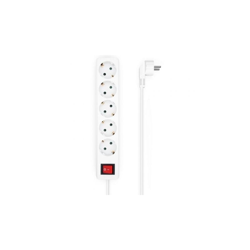 Regleta con Interruptor Aisens A154-0651/ 5 Tomas de Corriente/ Cable 1.4m/ Blanco - A154-0651