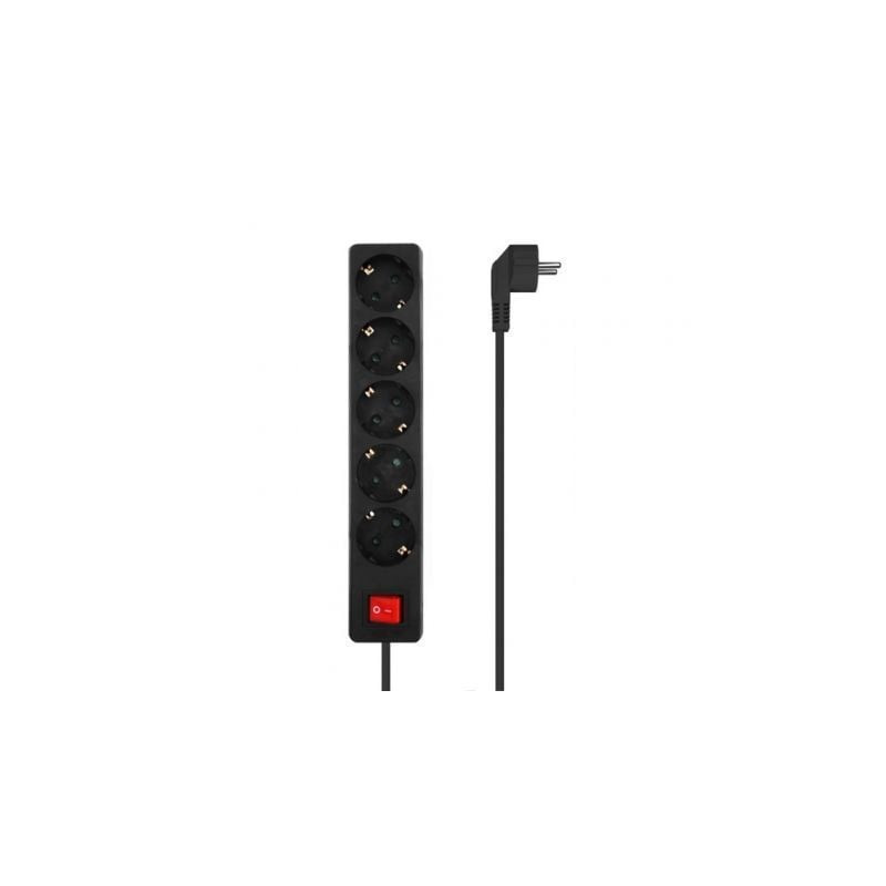 Regleta con Interruptor Aisens A154-0652/ 5 Tomas de Corriente/ Cable 1.4m/ Negro - A154-0652