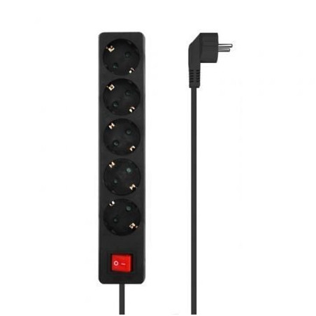Regleta con Interruptor Aisens A154-0652/ 5 Tomas de Corriente/ Cable 1.4m/ Negro - A154-0652