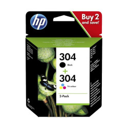 HP 304 Negro + Color Pack de 2 Cartuchos de Tinta Originales - 3JB05AE - 3JB05AE-2