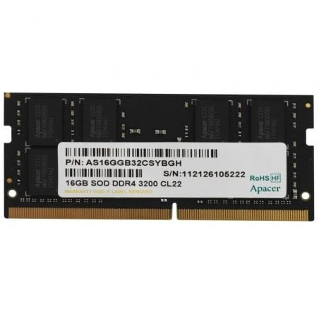 Memoria RAM Apacer ES.16G21.GSH 16GB/ DDR4/ 3200MHz/ 1.2V/ CL22/ SODIMM - ES.16G21.GSH