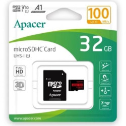 Tarjeta de Memoria Apacer 32GB microSD HC UHS 1 con Adaptador/ Clase 10/ 100MBs - AP32GMCSH10UB-R