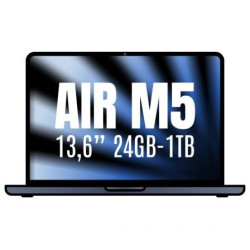 Apple Macbook Air 13,6"/ M5 10-Core CPU/ 24GB/ 1TB SSD/ 10-Core GPU/ Medianoche - MDHG4Y/A